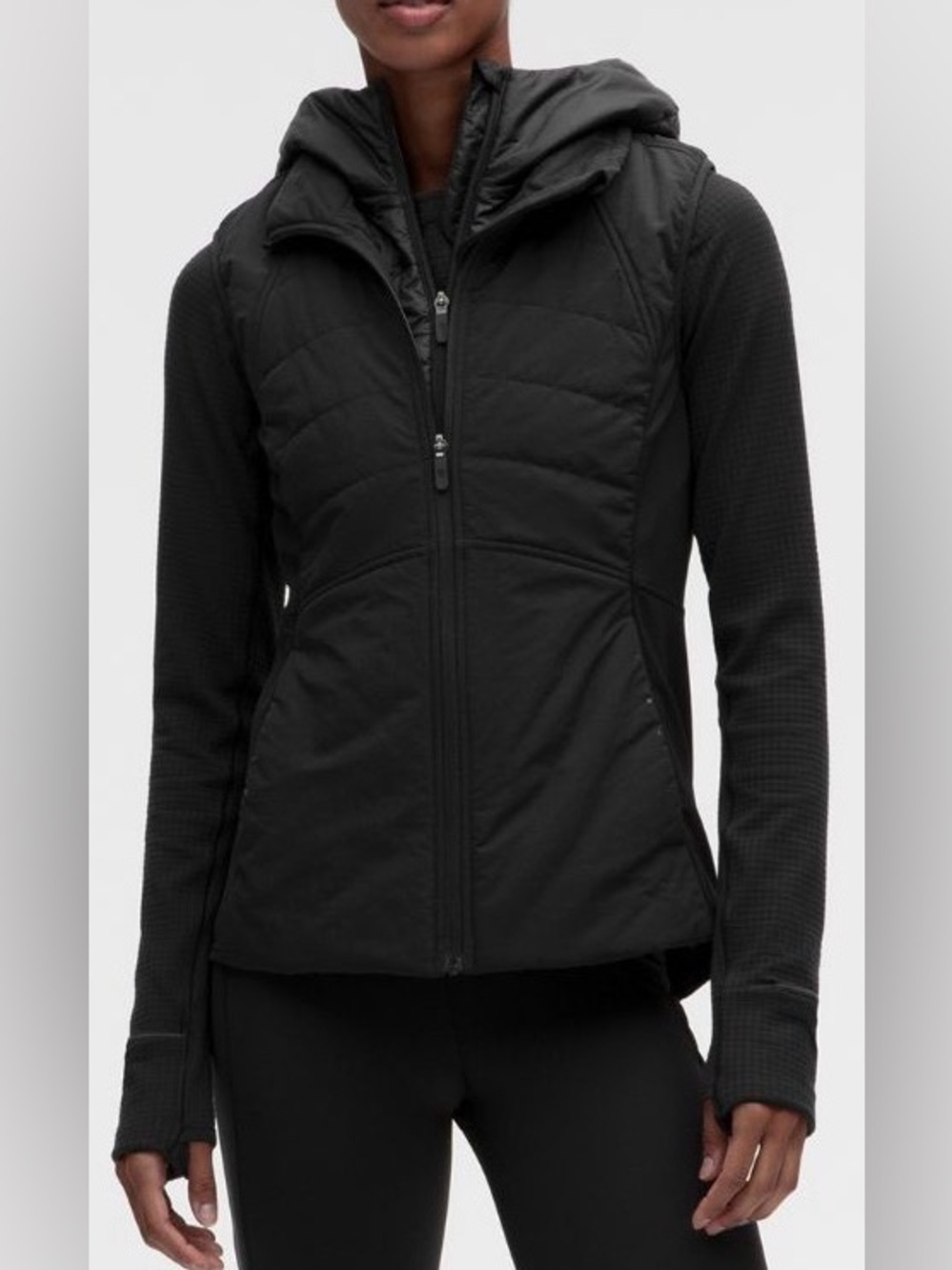 Lululemon Another Mile Vest Black Quilted Hooded Size 8